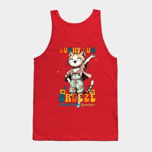 Sunny Cat Summer Delight - Embrace the Relaxing Breeze Tank Top